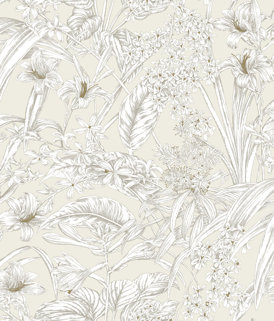 W4248-1 Ivory | Kravet Design | Toiles Resource Library | Botanical & Floral Toile Wallcovering Print