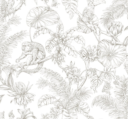 W4250-6 Brown | Kravet Design | Toiles Resource Library | Animal/Insects Botanical & Floral Wallcovering Print