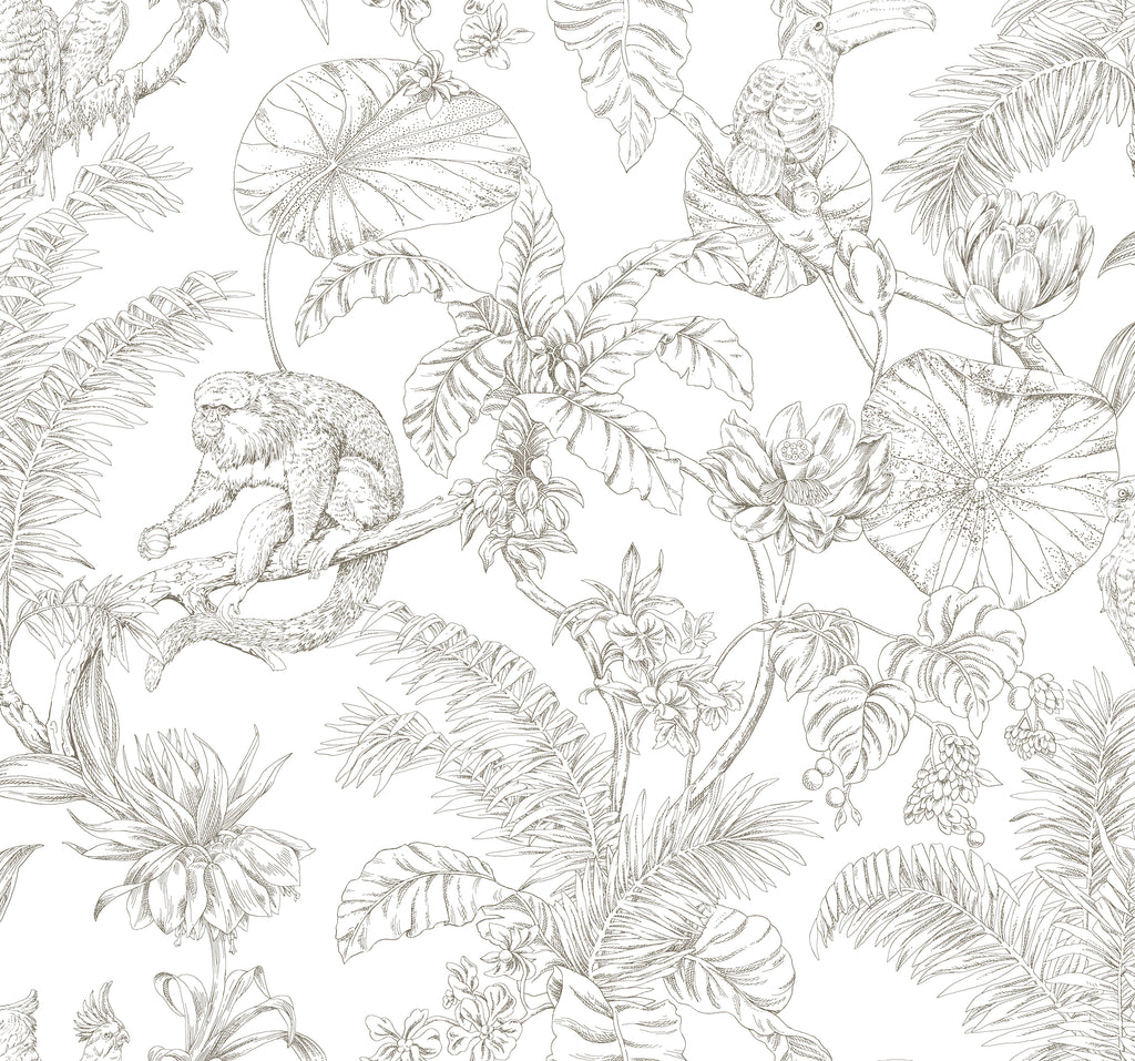 W4250-6 Brown | Kravet Design | Toiles Resource Library | Animal/Insects Botanical & Floral Wallcovering Print