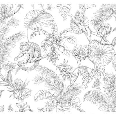 W4250-8 Black | Kravet Design | Toiles Resource Library | Animal/Insects Botanical & Floral Wallcovering Print