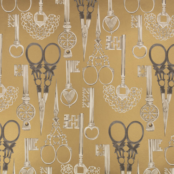 Roxanne Vintage, Gold Wallcoverings | Romo