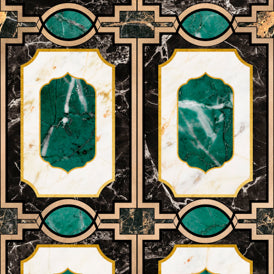 Waldorf Emerald - Gold, Black, White, Green Wallcovering | Mind the Gap