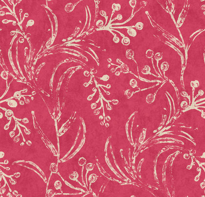 Wallflower Raspberry - White, Pink Wallcovering | Mind the Gap