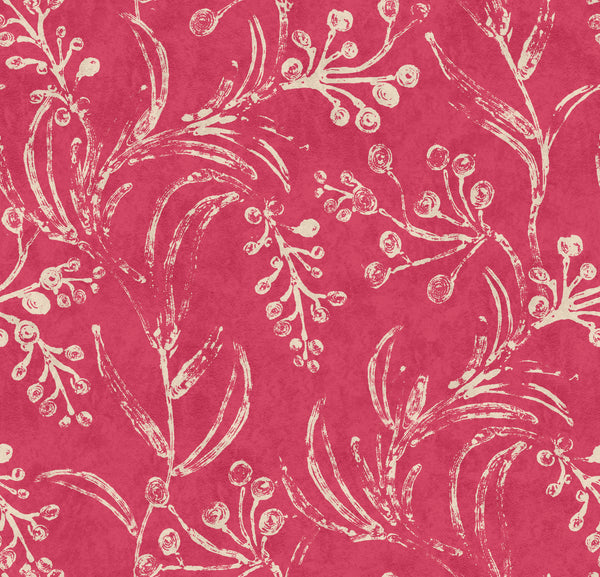 Wallflower Raspberry - White, Pink Wallcovering | Mind the Gap
