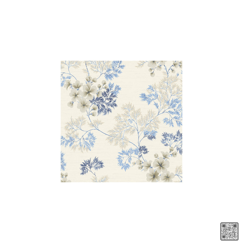 Samples and Purchasing available for Flora - Indigo  By Phillipe Romano | Phillipe Romano Barclay Living In Style | Botanical & Floral Wallcovering Print at Designer Wallcoverings and Fabrics
