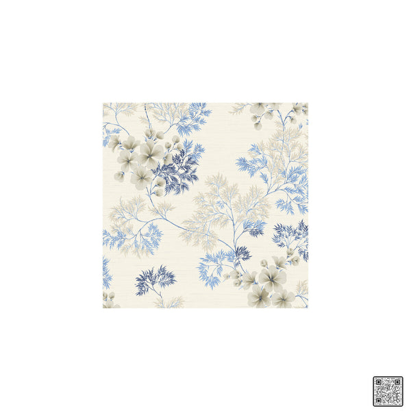Samples and Purchasing available for Flora - Indigo  By Phillipe Romano | Phillipe Romano Barclay Living In Style | Botanical & Floral Wallcovering Print at Designer Wallcoverings and Fabrics