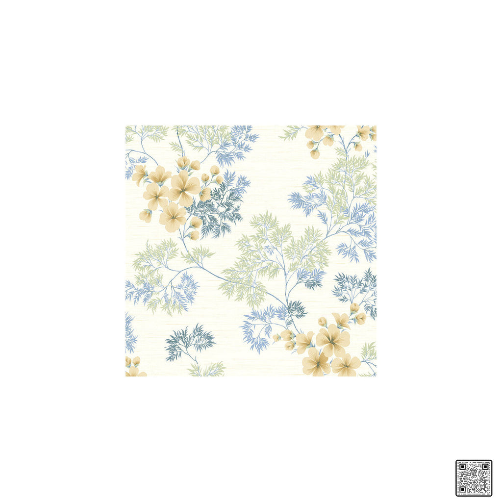 Samples and Purchasing available for Flora - Clear Skies  By Phillipe Romano | Phillipe Romano Barclay Living In Style | Botanical & Floral Wallcovering Print at Designer Wallcoverings and Fabrics