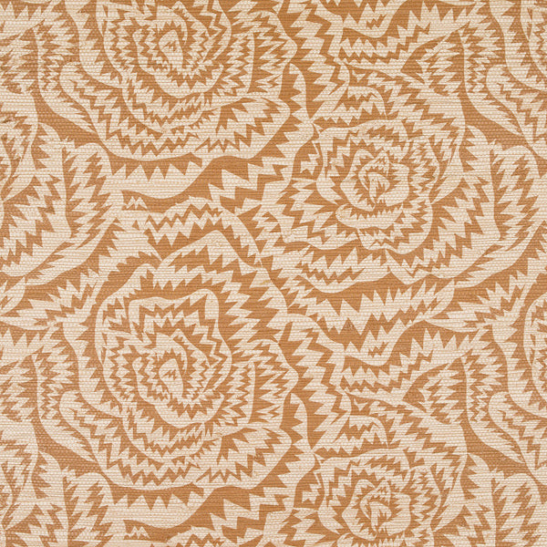 Jagged Roses Burnt, Orange Wallcoverings | Romo