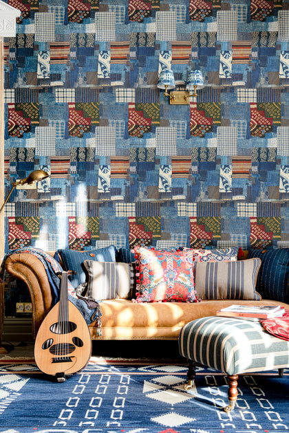 Woodstock Boro - Blue, White, Green, Red Wallcovering | Mind the Gap