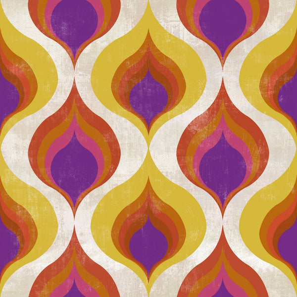 Ottoman Pattern - Yellow, Orange, Purple Wallcovering | Mind the Gap