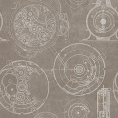 Horlogerie Taupe - Taupe, White Wallcovering | Mind the Gap