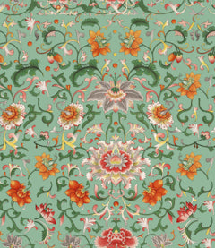 Chinese Floral - Green, Orange, Mint Wallcovering | Mind the Gap