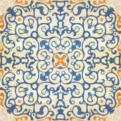 Spanish Tile - Taupe, Blue, Orange Wallcovering | Mind the Gap