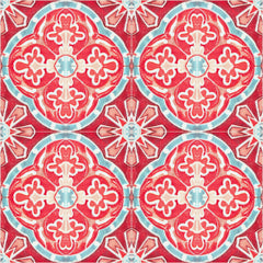 Rufous Tile - Blue, White, Red Wallcovering | Mind the Gap
