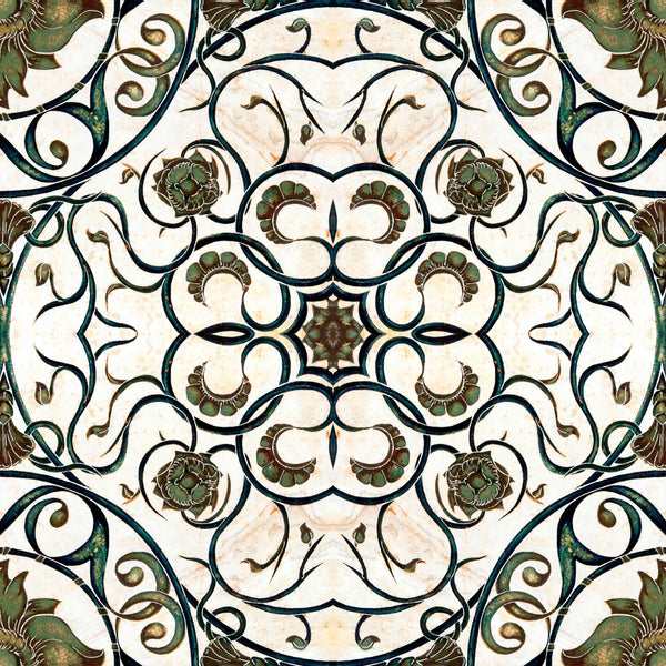 Organic Tile - White, Green, Brown Wallcovering | Mind the Gap