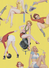 Pin-Up Girls - Blue, White, Yellow, Red Wallcovering | Mind the Gap