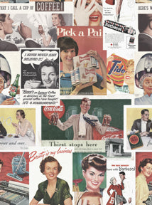 Retro Ads - White, Green, Yellow, Red Wallcovering | Mind the Gap