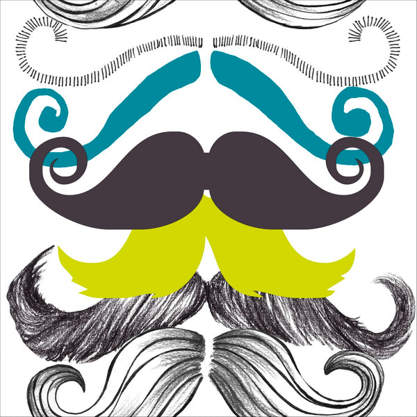 Different Moustaches - Black, Blue, White, Green Wallcovering | Mind the Gap