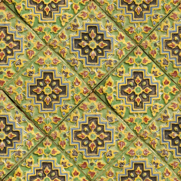 Italian Tile - Green, Yellow, Red Wallcovering | Mind the Gap