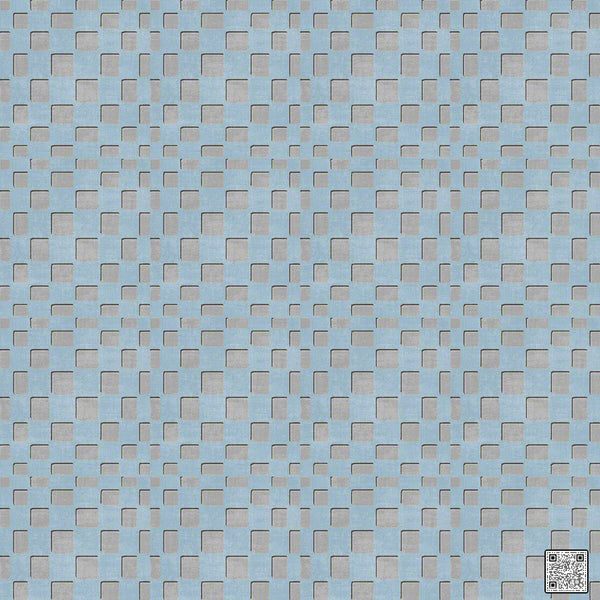 Eyepop - Blue  By Phillipe Romano | Phillipe Romano Showhouse |Geometric Metallic Wallcovering Grasscloth