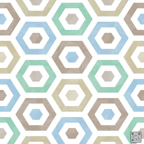 Pop - Green Blue  By Phillipe Romano | Phillipe Romano Showhouse |Modern Geometric Wallcovering Grasscloth