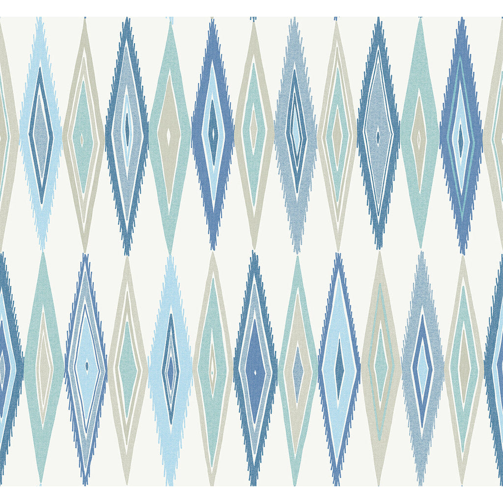 Bowfin - Ciel Blue By Phillipe Romano | Phillipe Romano The Keys | Geometric Wallcovering Print