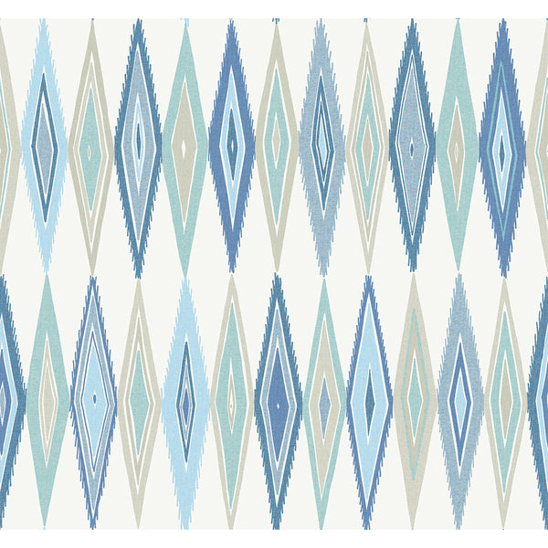 Bowfin - Ciel Blue By Phillipe Romano | Phillipe Romano The Keys | Geometric Wallcovering Print