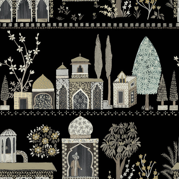 Medina - Raven Black By Phillipe Romano | Phillipe Romano The Keys | Novelty Wallcovering Print