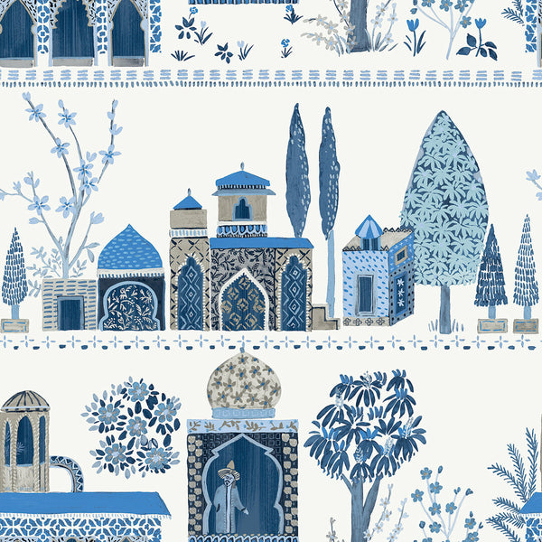 Medina - Azraq Blue By Phillipe Romano | Phillipe Romano The Keys | Novelty Wallcovering Print