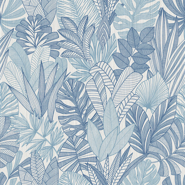 Cornish Lane - Morning Tide Blue By Phillipe Romano | Phillipe Romano The Keys | Botanical & Floral Wallcovering Print