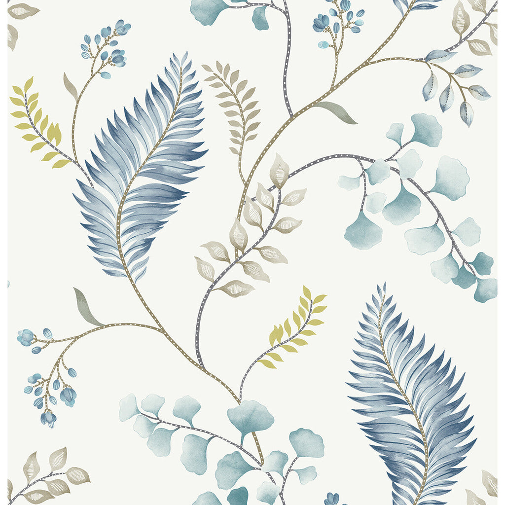 El Monte - Aquamarine Turquoise By Phillipe Romano | Phillipe Romano The Keys | Botanical & Floral Wallcovering Print