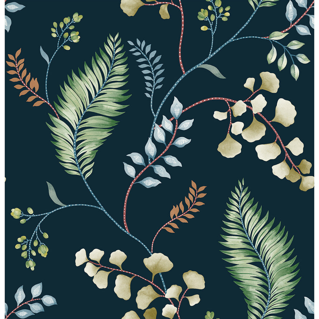 El Monte - Sapphire Dark Blue By Phillipe Romano | Phillipe Romano The Keys | Botanical & Floral Wallcovering Print