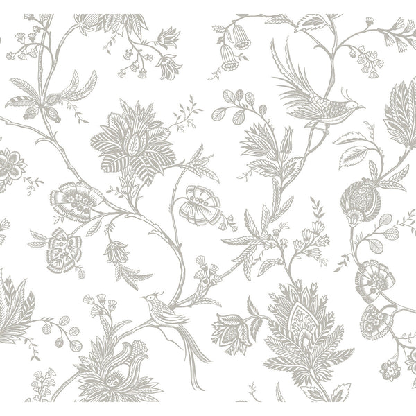 Maloney - Dove Gray Grey By Phillipe Romano | Phillipe Romano The Keys | Toile Wallcovering Print