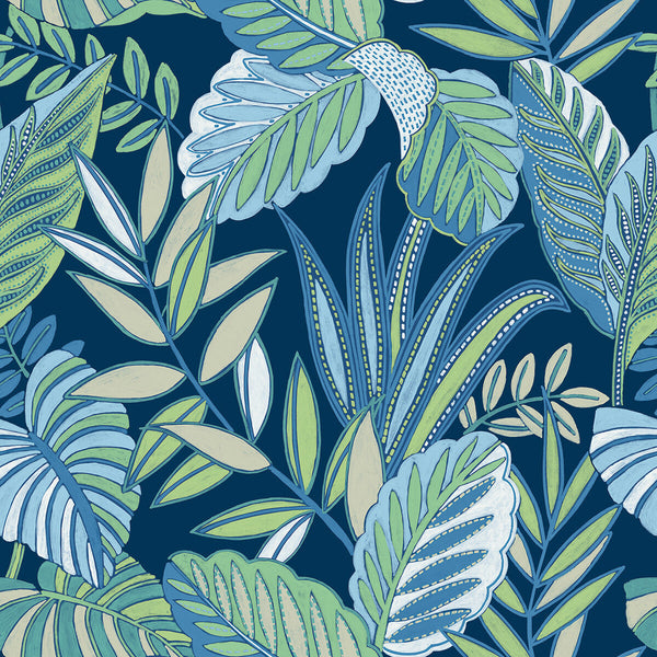 Key Haven - Lapis Blue By Phillipe Romano | Phillipe Romano The Keys | Botanical & Floral Wallcovering Print