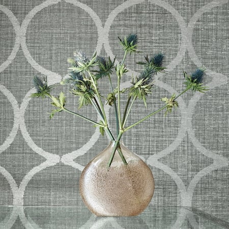 Watercourse, Metallic Silver on Aqua