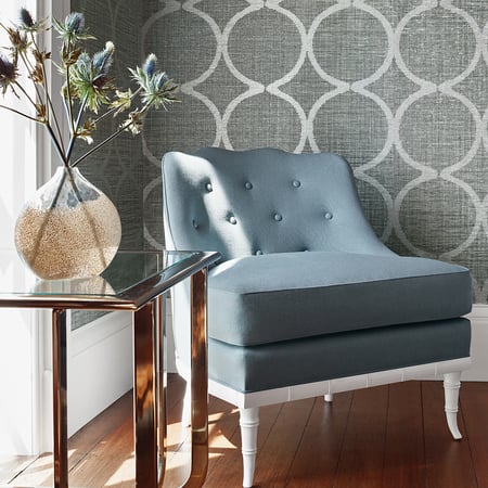 Watercourse, Metallic Silver on Aqua