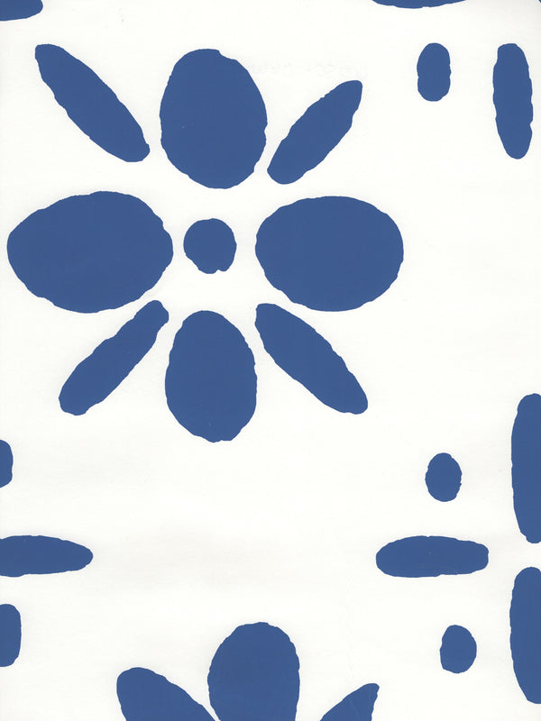 Wildflowers II Royal Blue on White Screen Printed | China Seas