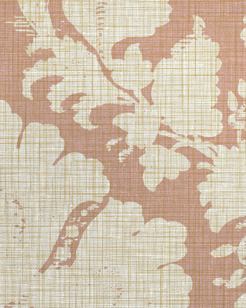 Brussels Watercolor Damask Blush Linen Wallcovering | Phillipe Romano