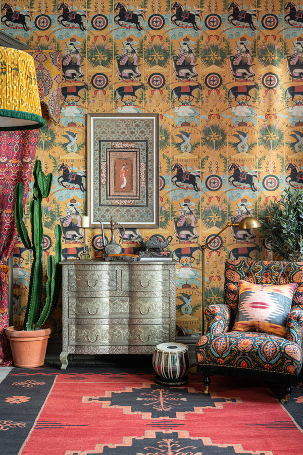 Yennayer Amber - Black, Blue, Green, Yellow, Orange Wallcovering | Mind the Gap