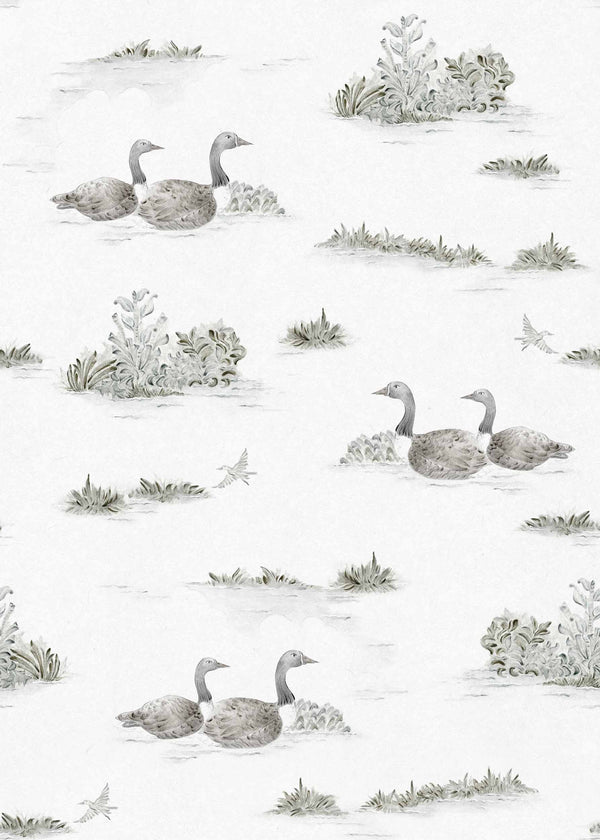 Mallard Duck Silver, Silver Wallcoverings | Coordonné