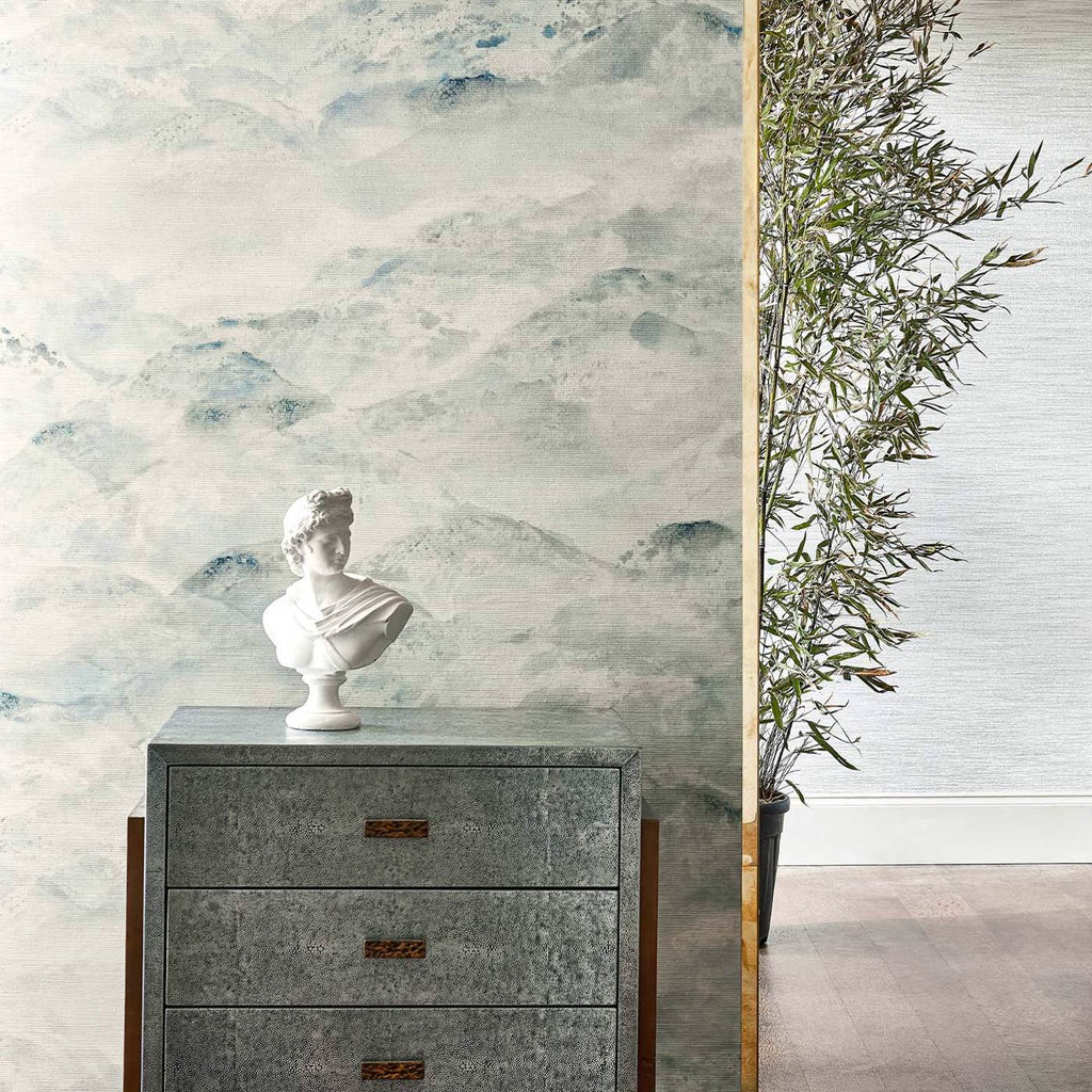 Sansui (On Unique Ground) - Indigo Wash Wallcovering | Zoffany