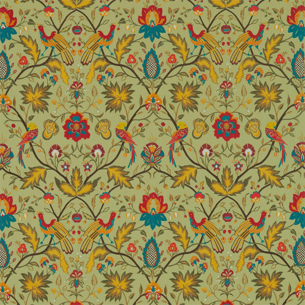 Oiseaux De Paradis Embroidery Olivine | Zoffany
