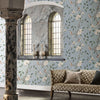 Eleonora Print - Stockholm Blue Wallcovering | Zoffany