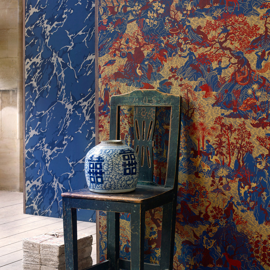 Avalonis Como Blue/Koi - Como Blue / Koi Wallcovering | Zoffany
