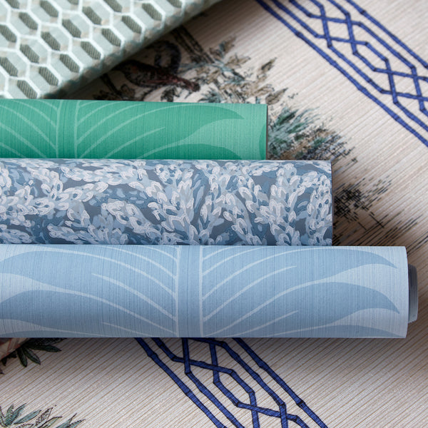 Marsden's Palm Damask - Blue Stone wallcovering | Zoffany