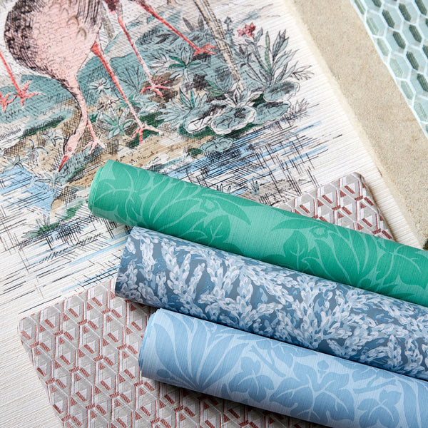 Marsden's Palm Damask - Pale Poisen wallcovering | Zoffany
