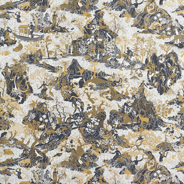 Avalonis Vine Black/Gold - Vine Black / Gold wallcovering | Zoffany