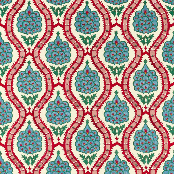 Anar Trellis Serpentine / Crimson | Zoffany