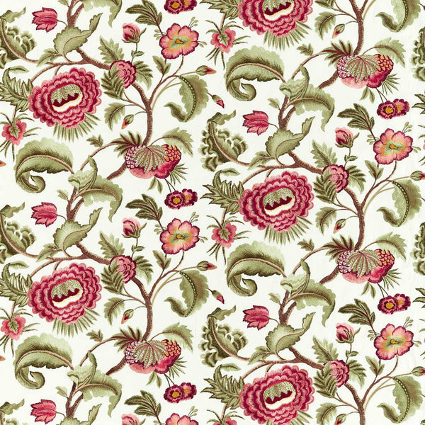 Flamestitch Tree Embroidery Evergreen/Tuscan Pink | Zoffany