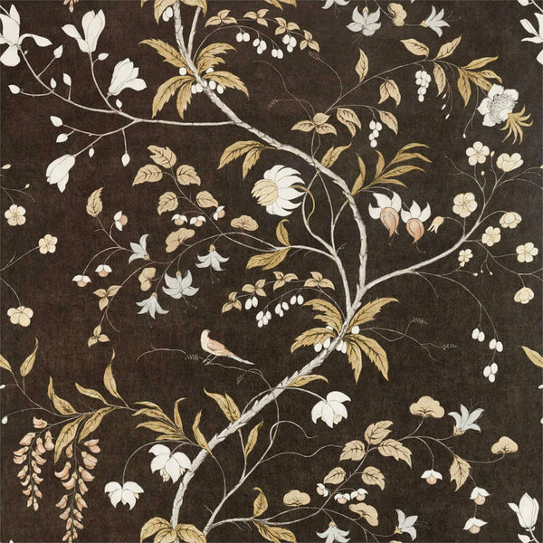 Chambalon Trail - Antique Gold/Vine Black wallcovering | Zoffany